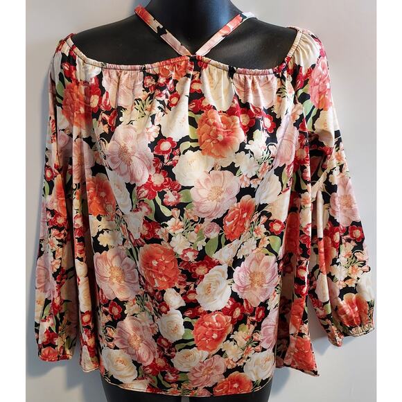 INC International Concepts Tops - International Concepts Emma Floral Print Halter Off-shoulder Top - Size XS